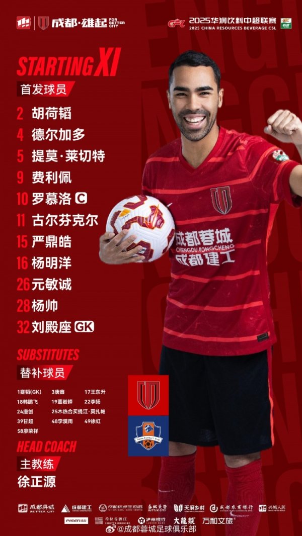 成都蓉城vs梅州客家赛事  杆位名单出炉！成都，雄起！