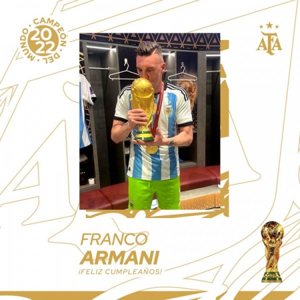阿根廷晒海报祝贺阿尔玛尼39岁生日，生涯27冠位列阿根廷守门