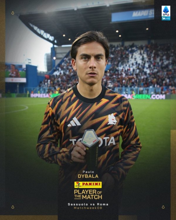 打进制胜球，迪巴拉当选罗马1-0客胜萨索洛全场最佳球员